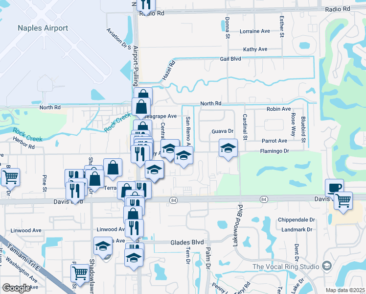 map of restaurants, bars, coffee shops, grocery stores, and more near 3673 Estey Avenue in Naples