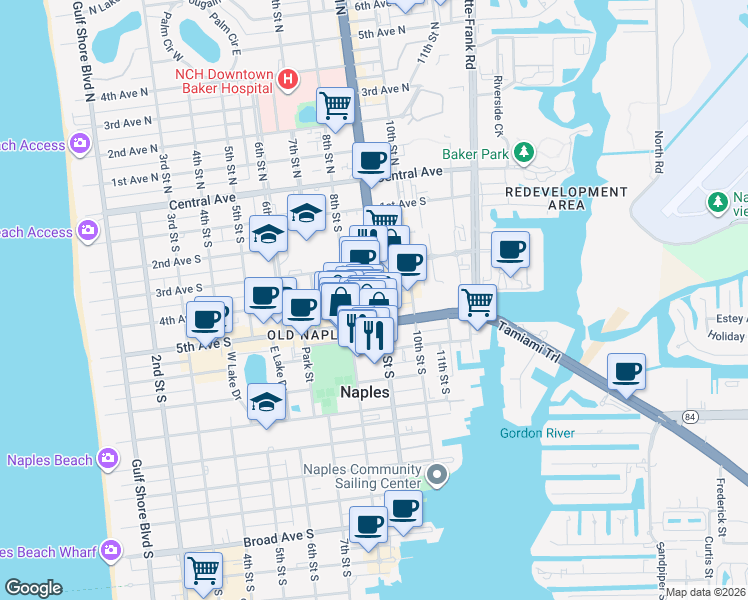 map of restaurants, bars, coffee shops, grocery stores, and more near in Naples