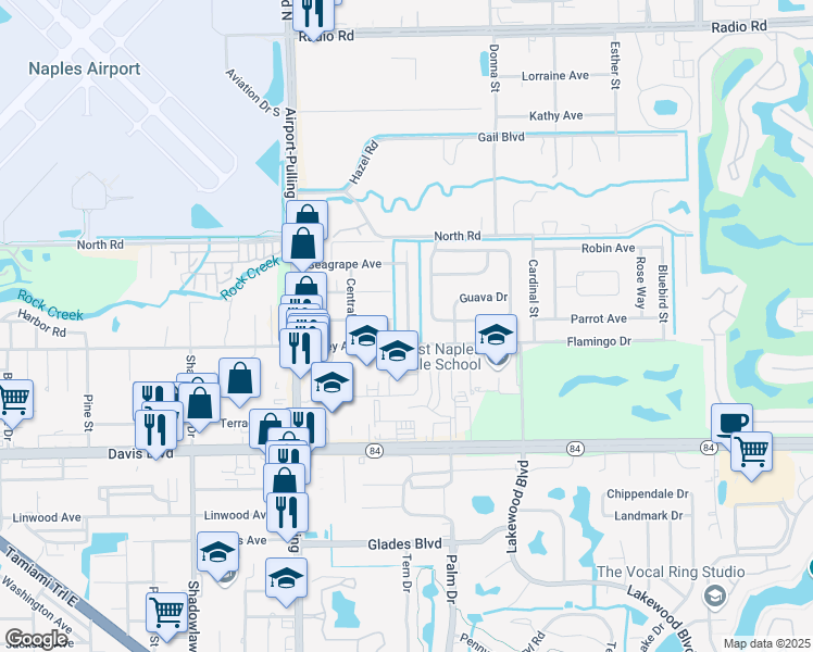map of restaurants, bars, coffee shops, grocery stores, and more near 1097 San Remo Avenue in Naples