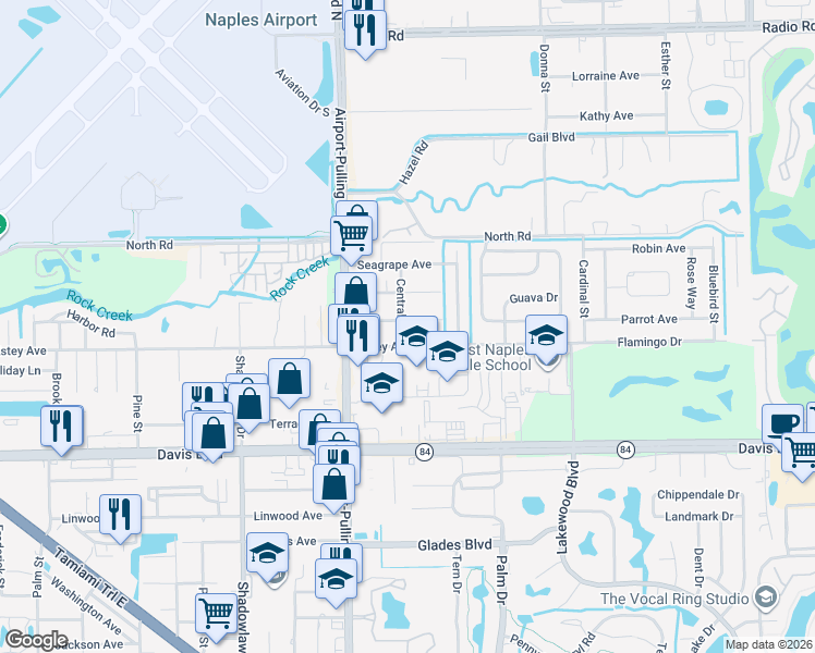 map of restaurants, bars, coffee shops, grocery stores, and more near 3589 Hibiscus Avenue in Naples