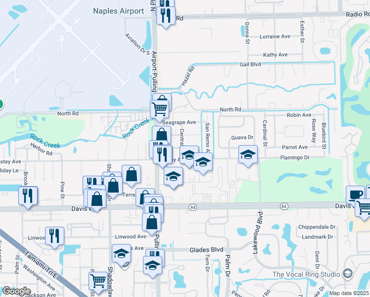 map of restaurants, bars, coffee shops, grocery stores, and more near 3589 Hibiscus Avenue in Naples