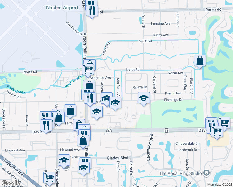 map of restaurants, bars, coffee shops, grocery stores, and more near 1046 San Remo Avenue in Naples