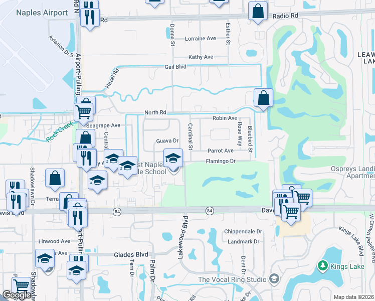 map of restaurants, bars, coffee shops, grocery stores, and more near 1003 Cardinal Street in Naples