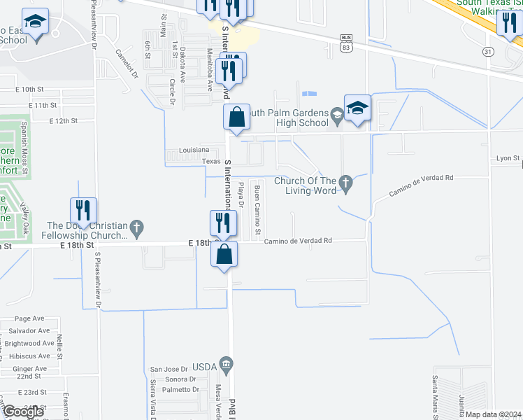 map of restaurants, bars, coffee shops, grocery stores, and more near 1621 Buen Camino Street in Progreso Lakes