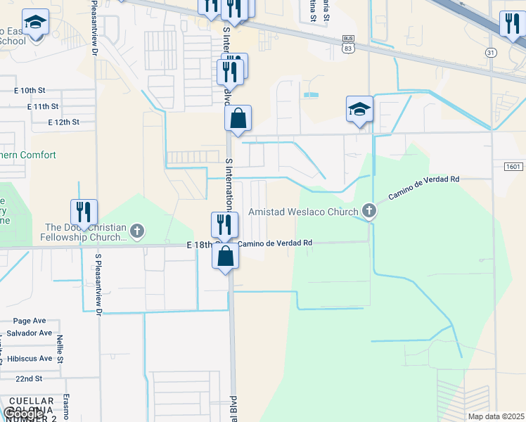 map of restaurants, bars, coffee shops, grocery stores, and more near 1617 Buen Camino Street in Progreso Lakes