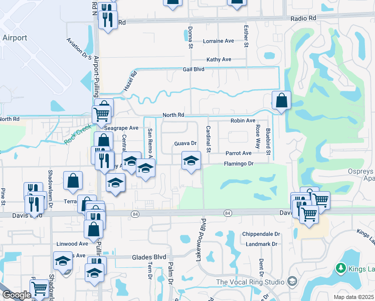 map of restaurants, bars, coffee shops, grocery stores, and more near 4075 Coconut Circle North in Naples