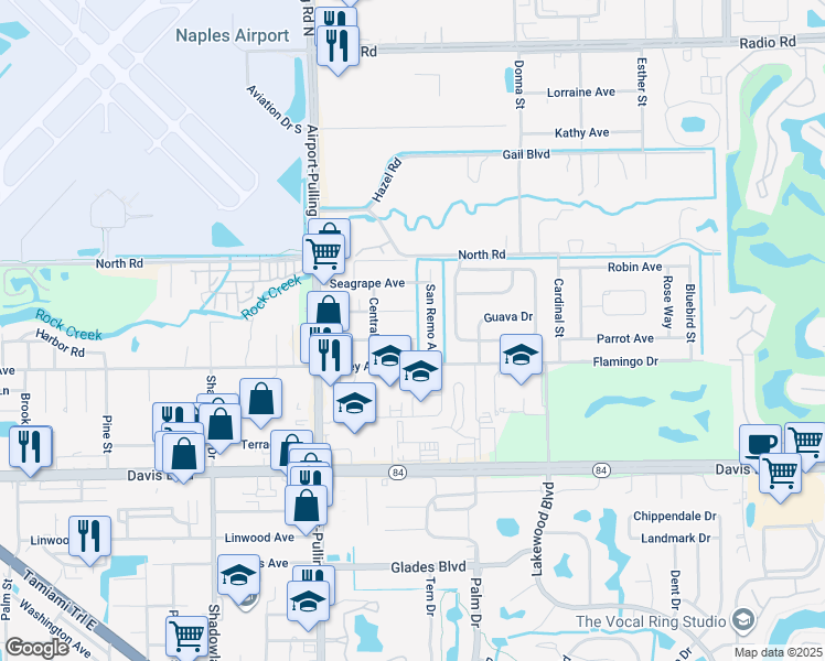 map of restaurants, bars, coffee shops, grocery stores, and more near 3589 Hibiscus Avenue in Naples