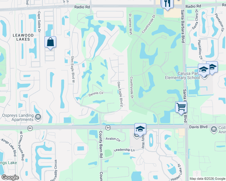 map of restaurants, bars, coffee shops, grocery stores, and more near 6799 Dennis Circle in Naples