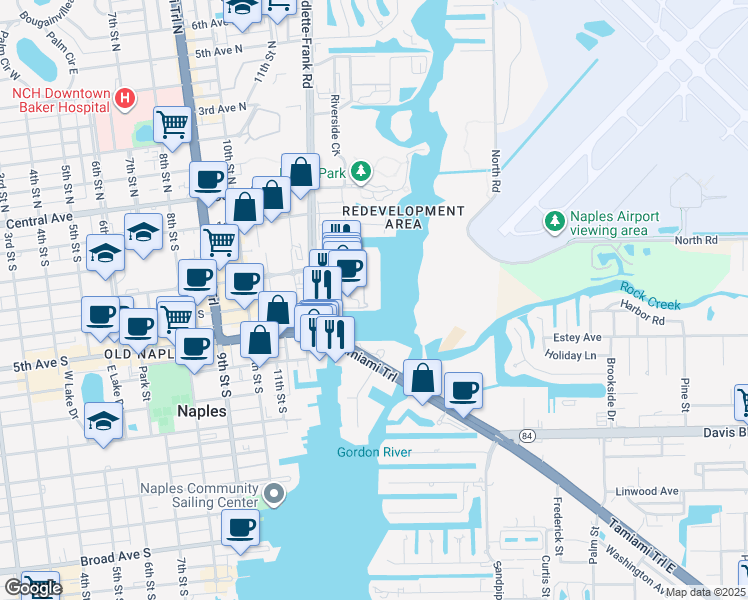 map of restaurants, bars, coffee shops, grocery stores, and more near 309 Goodlette Road South in Naples