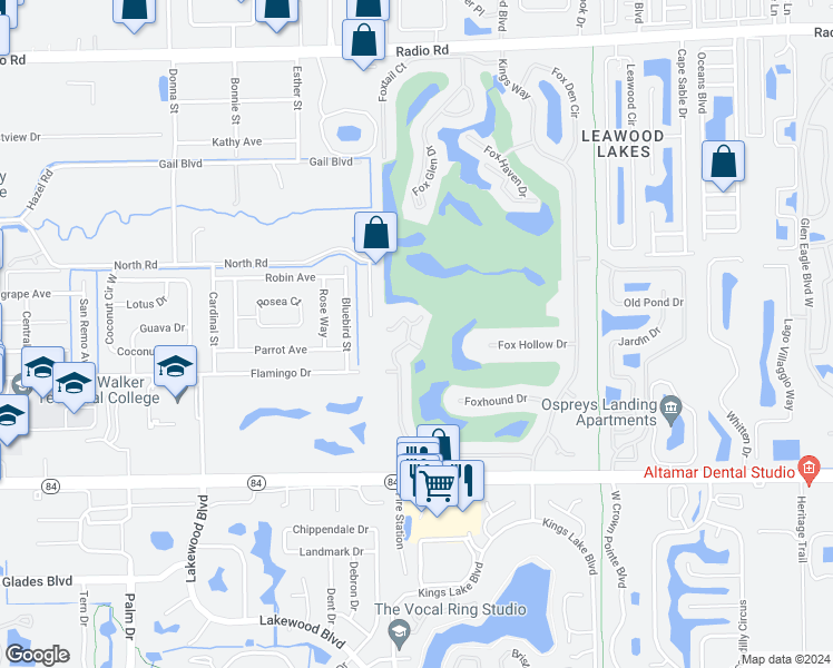 map of restaurants, bars, coffee shops, grocery stores, and more near 1070 Foxfire Lane in Naples