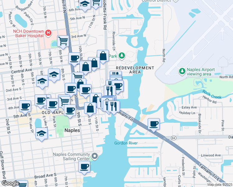 map of restaurants, bars, coffee shops, grocery stores, and more near 499 Bayfront Place in Naples