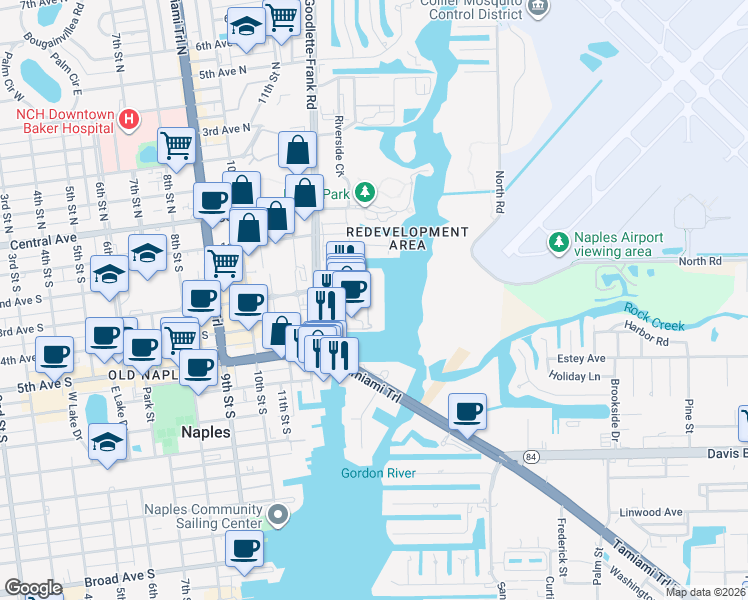 map of restaurants, bars, coffee shops, grocery stores, and more near 1333 3rd Avenue South in Naples