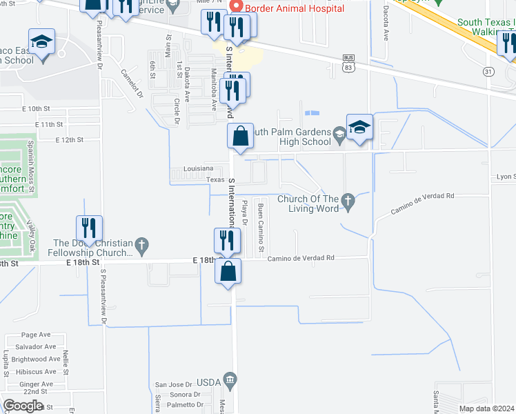 map of restaurants, bars, coffee shops, grocery stores, and more near 1508 Buen Camino Street in Progreso Lakes