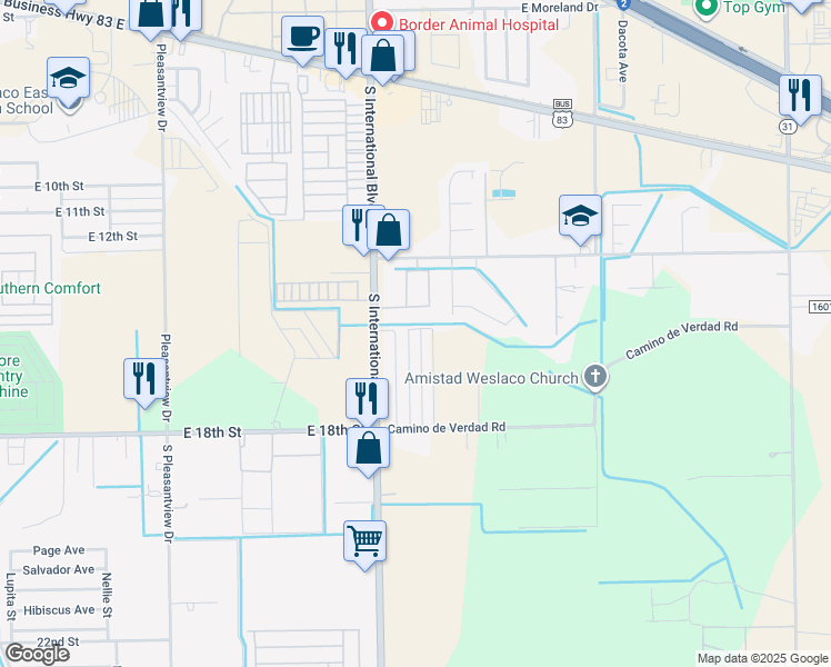 map of restaurants, bars, coffee shops, grocery stores, and more near 1500 Buen Camino Street in Progreso Lakes