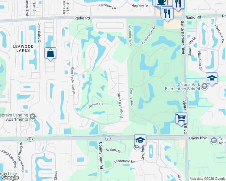 map of restaurants, bars, coffee shops, grocery stores, and more near 1100 Eastham Way in Naples