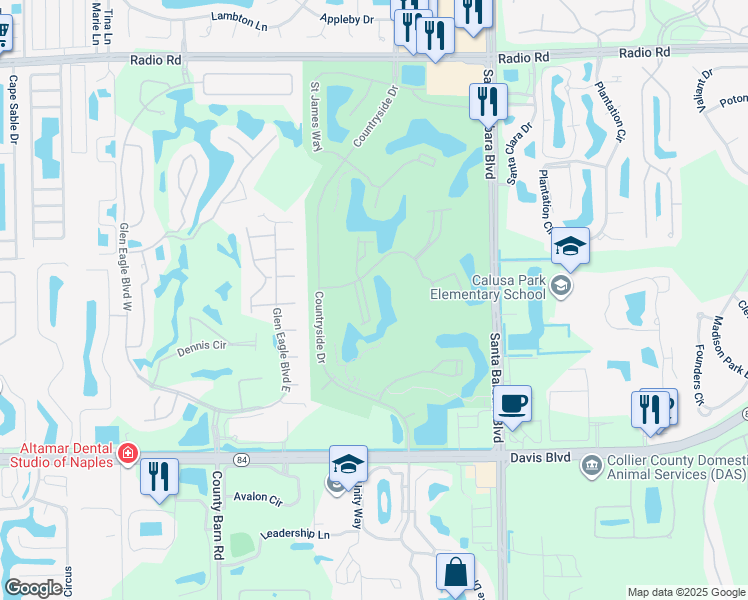 map of restaurants, bars, coffee shops, grocery stores, and more near 504 Veranda Way in Naples