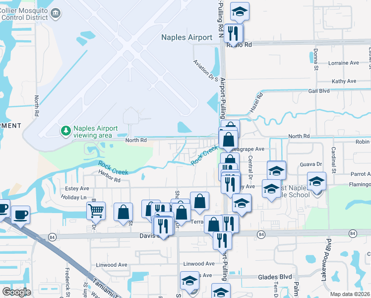 map of restaurants, bars, coffee shops, grocery stores, and more near 3100 North Road in Naples