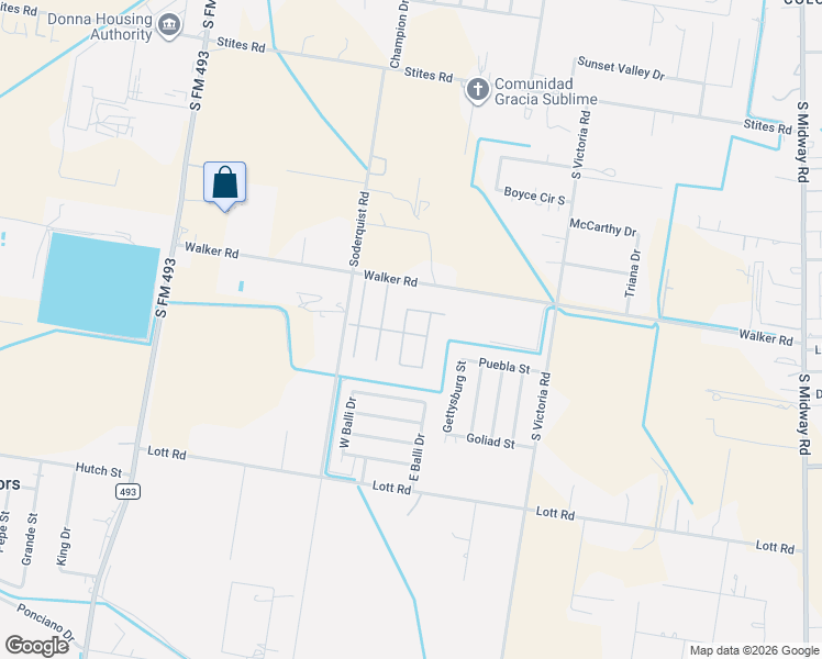 map of restaurants, bars, coffee shops, grocery stores, and more near 1724 Megan Street in Donna