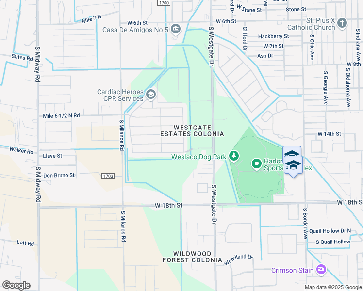 map of restaurants, bars, coffee shops, grocery stores, and more near 1909 Bald Cypress Drive in Weslaco