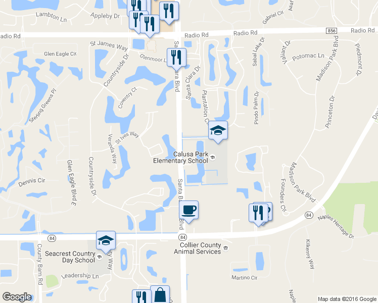 map of restaurants, bars, coffee shops, grocery stores, and more near 4590 Santa Barbara Blvd in Naples