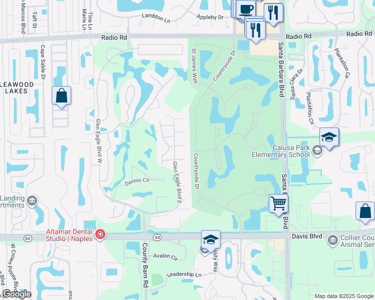 map of restaurants, bars, coffee shops, grocery stores, and more near 1110 Dorchester Court in Naples