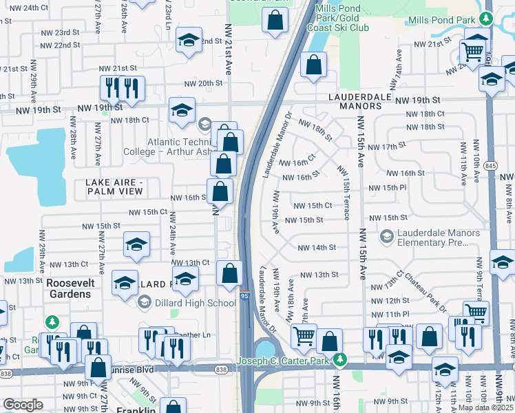 map of restaurants, bars, coffee shops, grocery stores, and more near 1786 Lauderdale Manor Drive in Fort Lauderdale