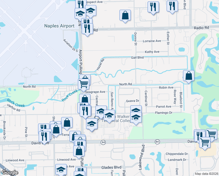 map of restaurants, bars, coffee shops, grocery stores, and more near 861 San Remo Avenue in Naples