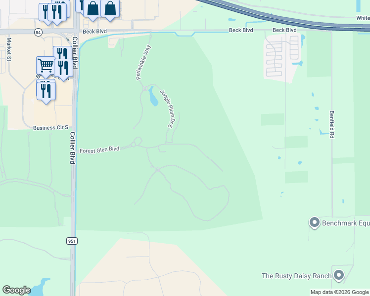 map of restaurants, bars, coffee shops, grocery stores, and more near 3916 Forest Glen Boulevard in Naples