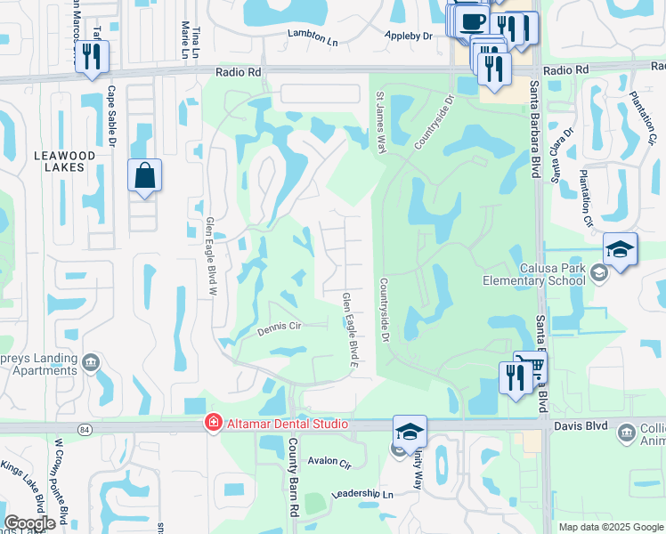 map of restaurants, bars, coffee shops, grocery stores, and more near 1101 Eastham Way in Naples