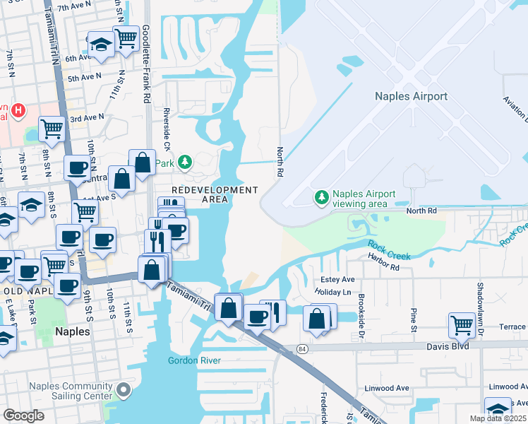 map of restaurants, bars, coffee shops, grocery stores, and more near 566-626 N Rd in Naples