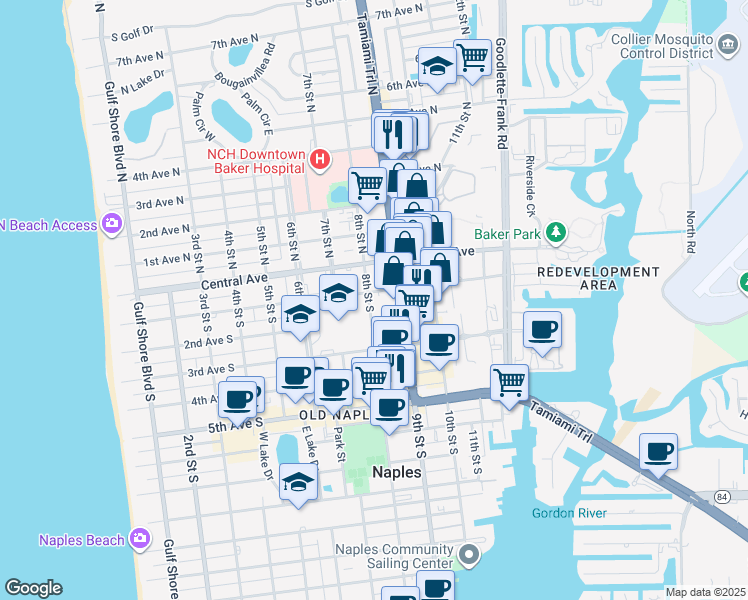 map of restaurants, bars, coffee shops, grocery stores, and more near in Naples