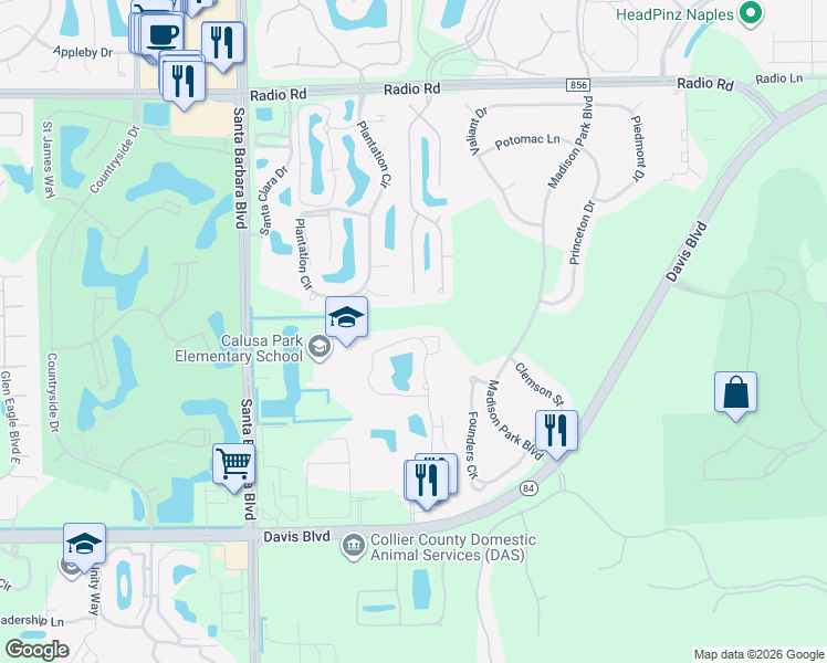 map of restaurants, bars, coffee shops, grocery stores, and more near 7780 Scarlet Court in Naples