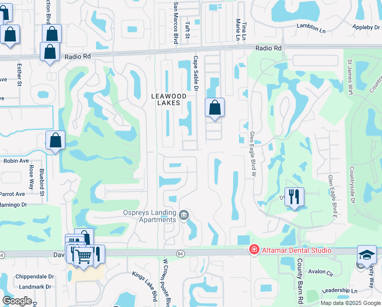 map of restaurants, bars, coffee shops, grocery stores, and more near 623 Cape Kennedy Road in Naples