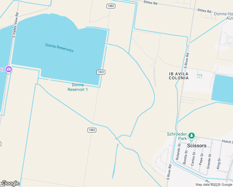 map of restaurants, bars, coffee shops, grocery stores, and more near South Val Verde Road in Donna