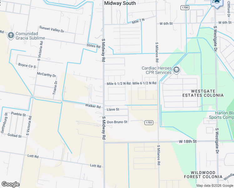 map of restaurants, bars, coffee shops, grocery stores, and more near 3110 West Mimosa Drive in Weslaco