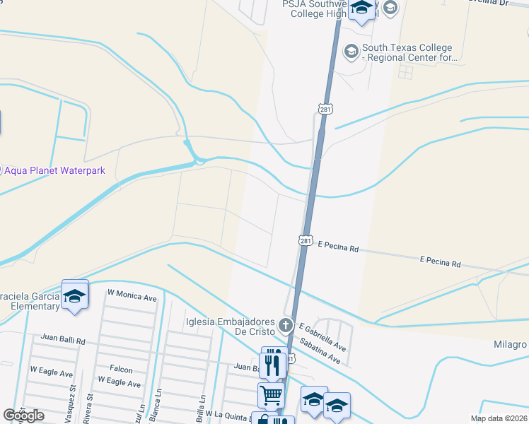 map of restaurants, bars, coffee shops, grocery stores, and more near 4862 South Cage Boulevard in Pharr