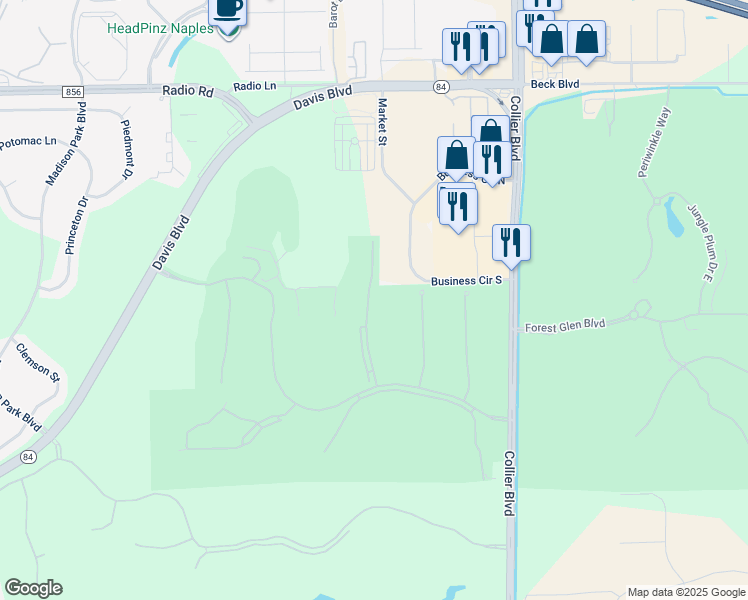 map of restaurants, bars, coffee shops, grocery stores, and more near 3749 Buttonwood Way in Naples