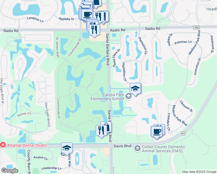 map of restaurants, bars, coffee shops, grocery stores, and more near 4227-4699 Santa Barbara Blvd in Naples