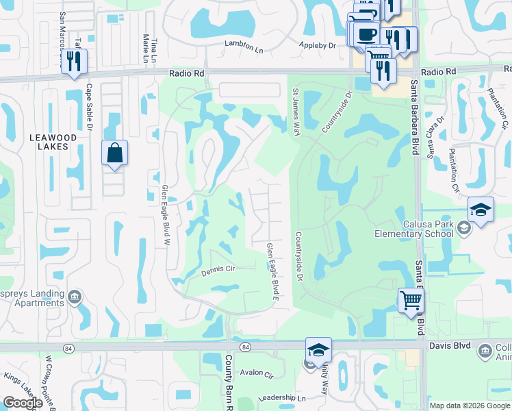map of restaurants, bars, coffee shops, grocery stores, and more near 990 Eastham Way in Naples