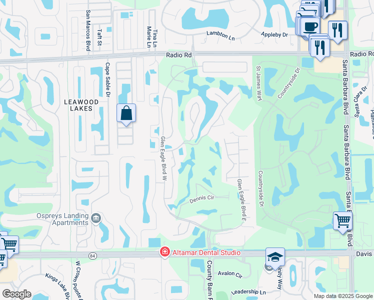 map of restaurants, bars, coffee shops, grocery stores, and more near 6690 Weston Way in Naples