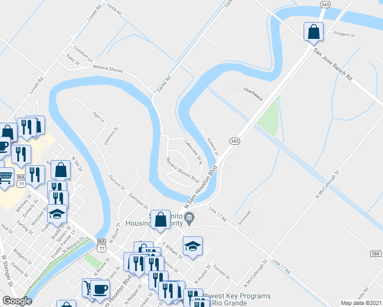 map of restaurants, bars, coffee shops, grocery stores, and more near 145 Lakeview Street North in San Benito
