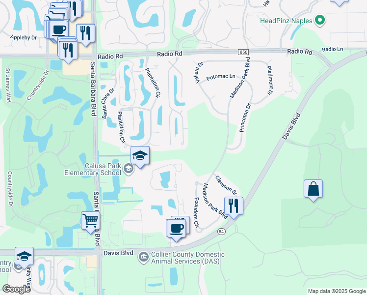 map of restaurants, bars, coffee shops, grocery stores, and more near 298 Sabal Lake Drive in Naples