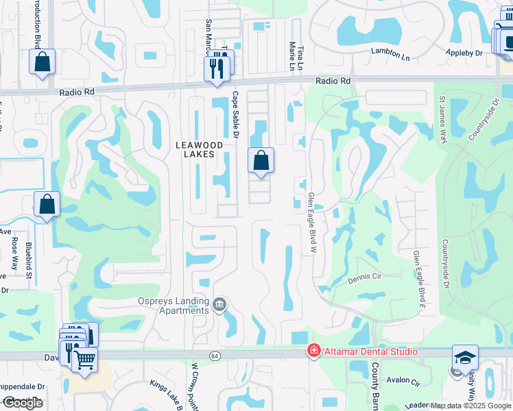 map of restaurants, bars, coffee shops, grocery stores, and more near 5497 Whitten Drive in Naples