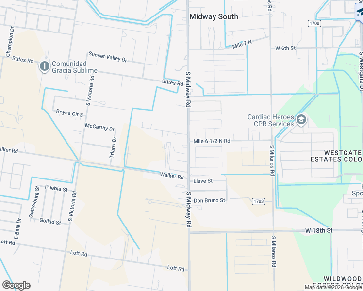 map of restaurants, bars, coffee shops, grocery stores, and more near 1214 Chickadee Ct in Weslaco