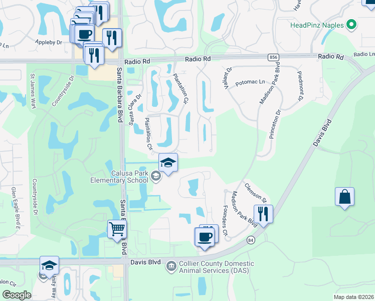 map of restaurants, bars, coffee shops, grocery stores, and more near 375 Pindo Palm Drive in Naples