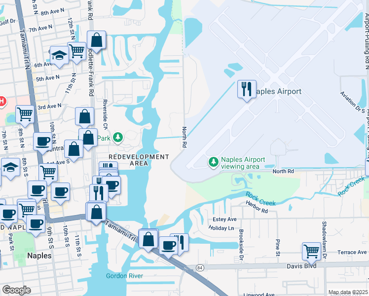 map of restaurants, bars, coffee shops, grocery stores, and more near 566 North Road in Naples