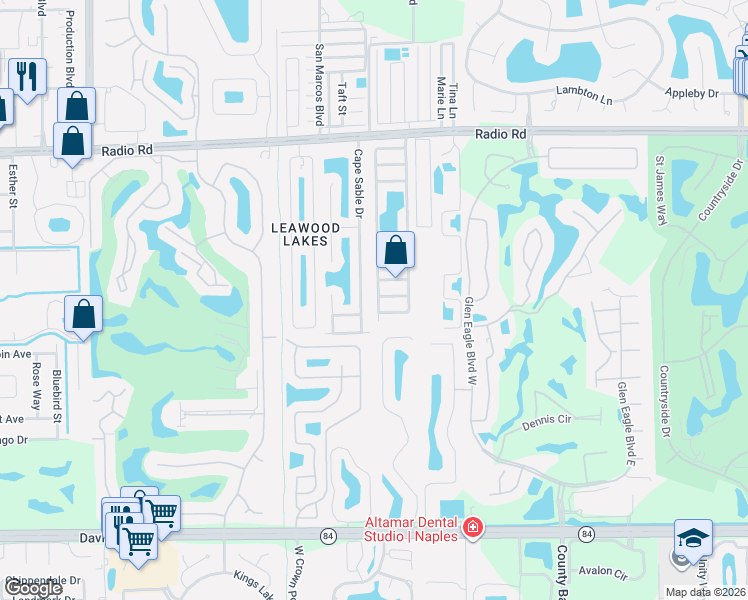 map of restaurants, bars, coffee shops, grocery stores, and more near 161 7 Seas Way in Naples