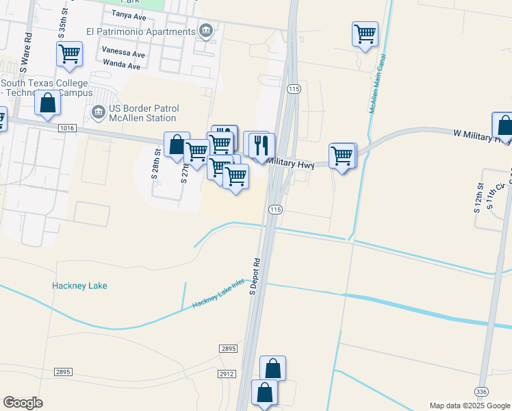 map of restaurants, bars, coffee shops, grocery stores, and more near 6612 South 23rd Street in McAllen