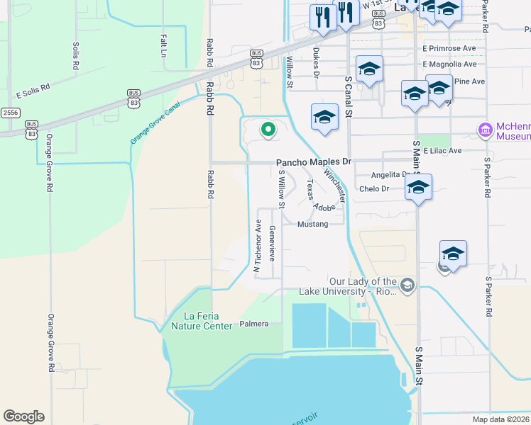 map of restaurants, bars, coffee shops, grocery stores, and more near 106 S Tichenor Ln in La Feria