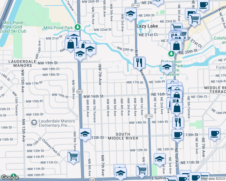 map of restaurants, bars, coffee shops, grocery stores, and more near 1617 Northwest 5th Avenue in Fort Lauderdale
